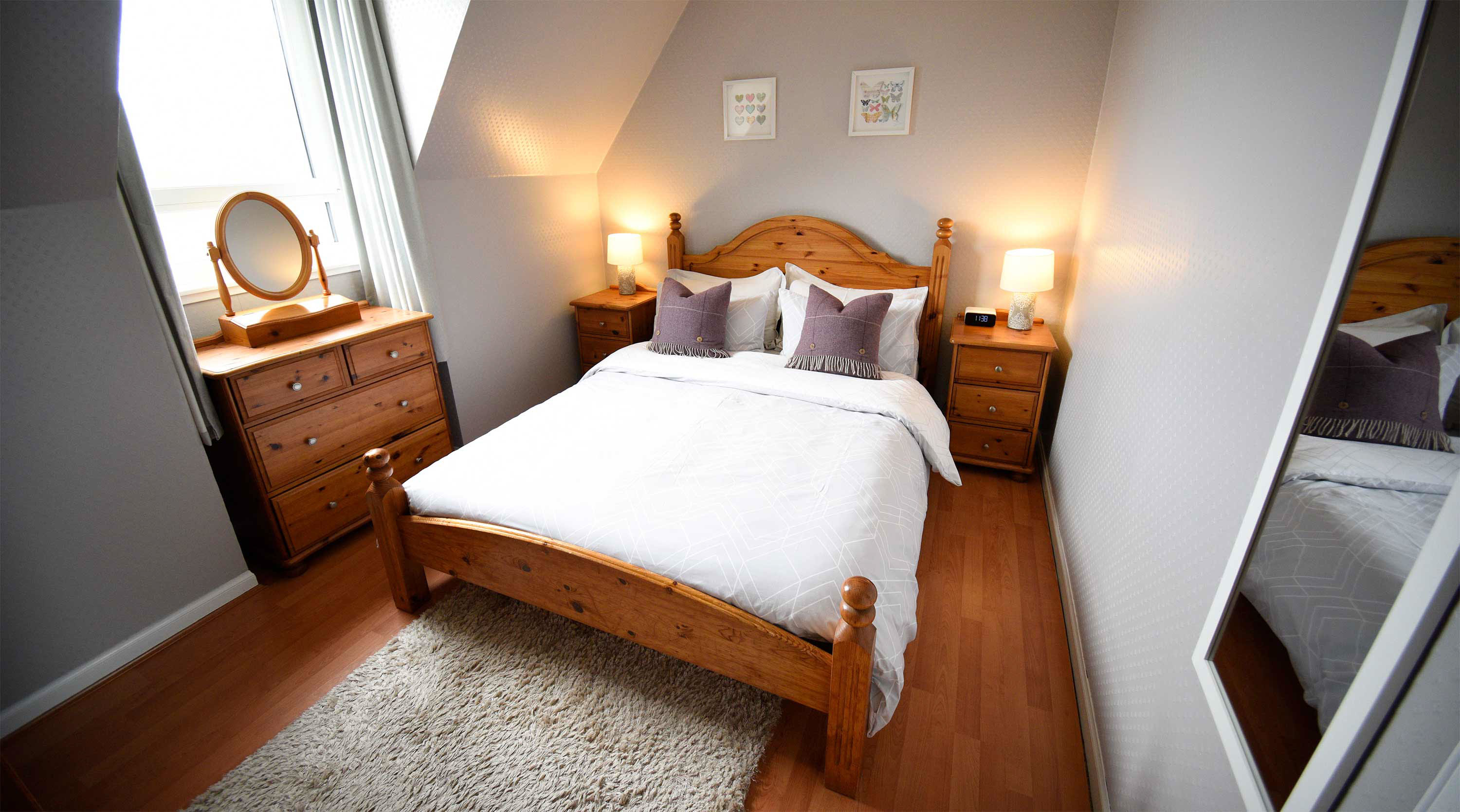 King Size Double Bed at Glas Eilean View Self Catering Accommodation with Sea Views and Free WIFI